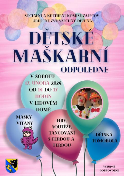 DĚTSKÉ MAŠKARNÍ ODPOLEDNE